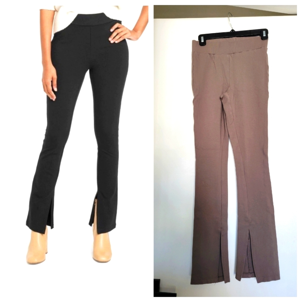 A new day Pull On Split‎ Hem Slim Leggings Pants in Taupe XS
